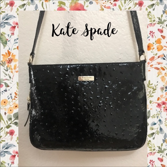 kate spade Handbags - Kate Spade Black Patent embossed Ostrich crossbody